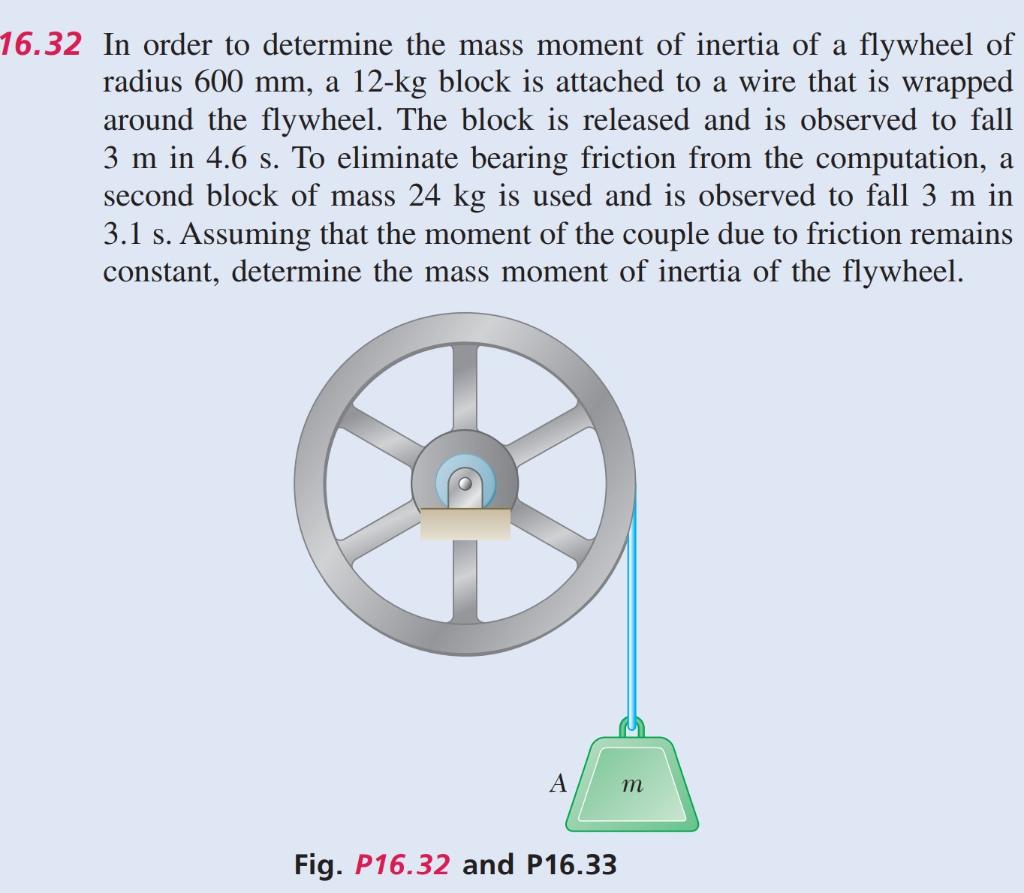 Solved 16.32 In order to determine the mass moment of | Chegg.com