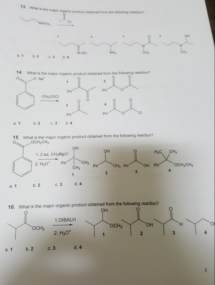 Solved 13. What is the major organic product obtained from | Chegg.com