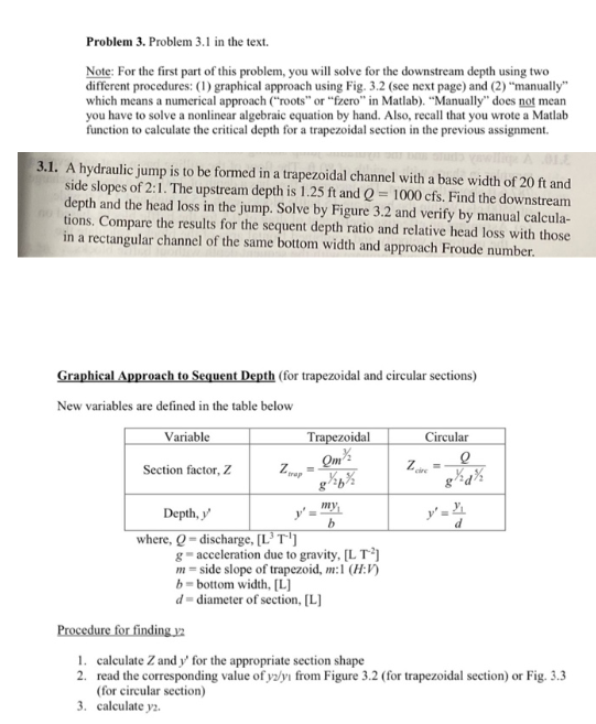 Solved Problem 3. Problem 3.1 in the text. Note: For the | Chegg.com