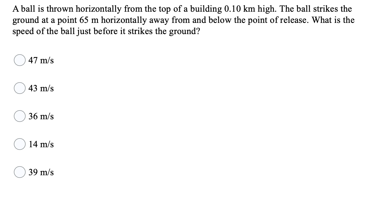 Solved A Ball Is Thrown Horizontally From The Top Of A | Chegg.com