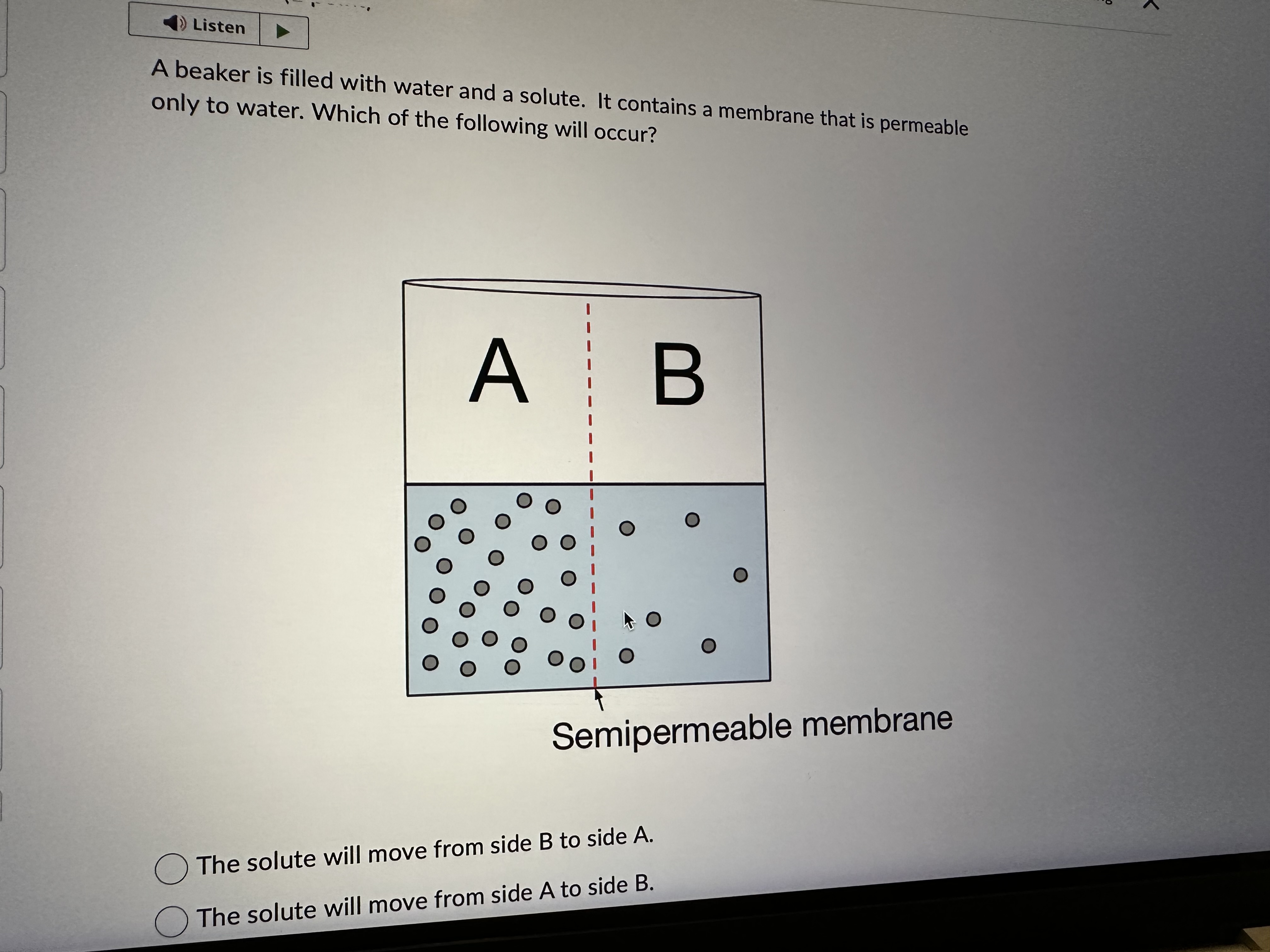 Solved A beaker is filled with water and a solute. It | Chegg.com