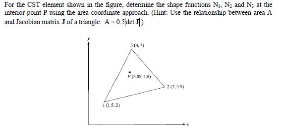 Solved For the CST element shown in the figure, determine | Chegg.com