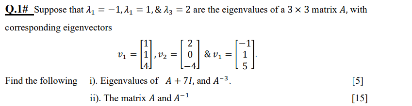 Solved Suppose that 𝜆1 = −1, 𝜆1 = 1,& 𝜆3 = 2 are the | Chegg.com