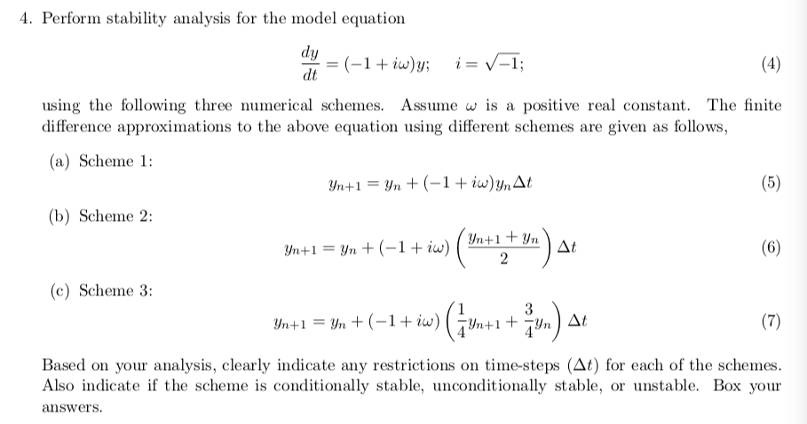 Solved 4. Perform Stability Analysis For The Model Equation | Chegg.com