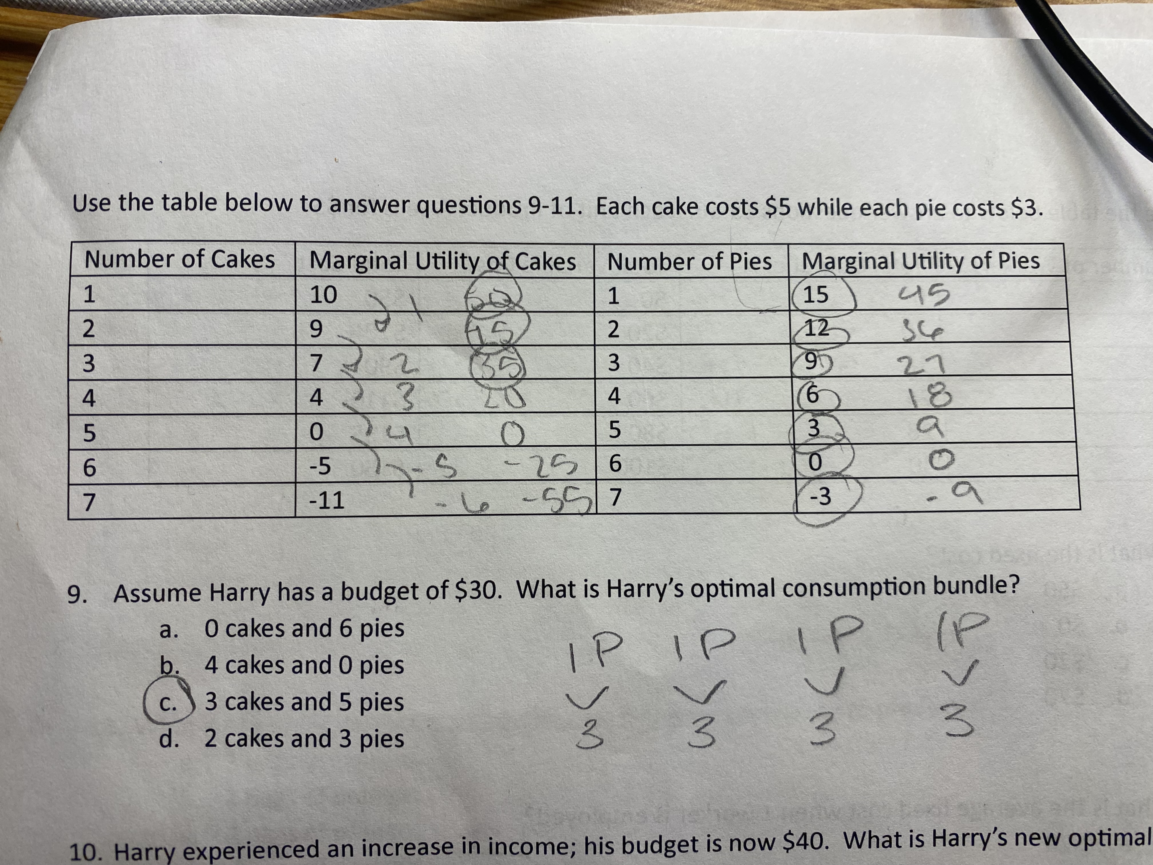 Solved Use the table below to answer questions 9-11. ﻿Each | Chegg.com