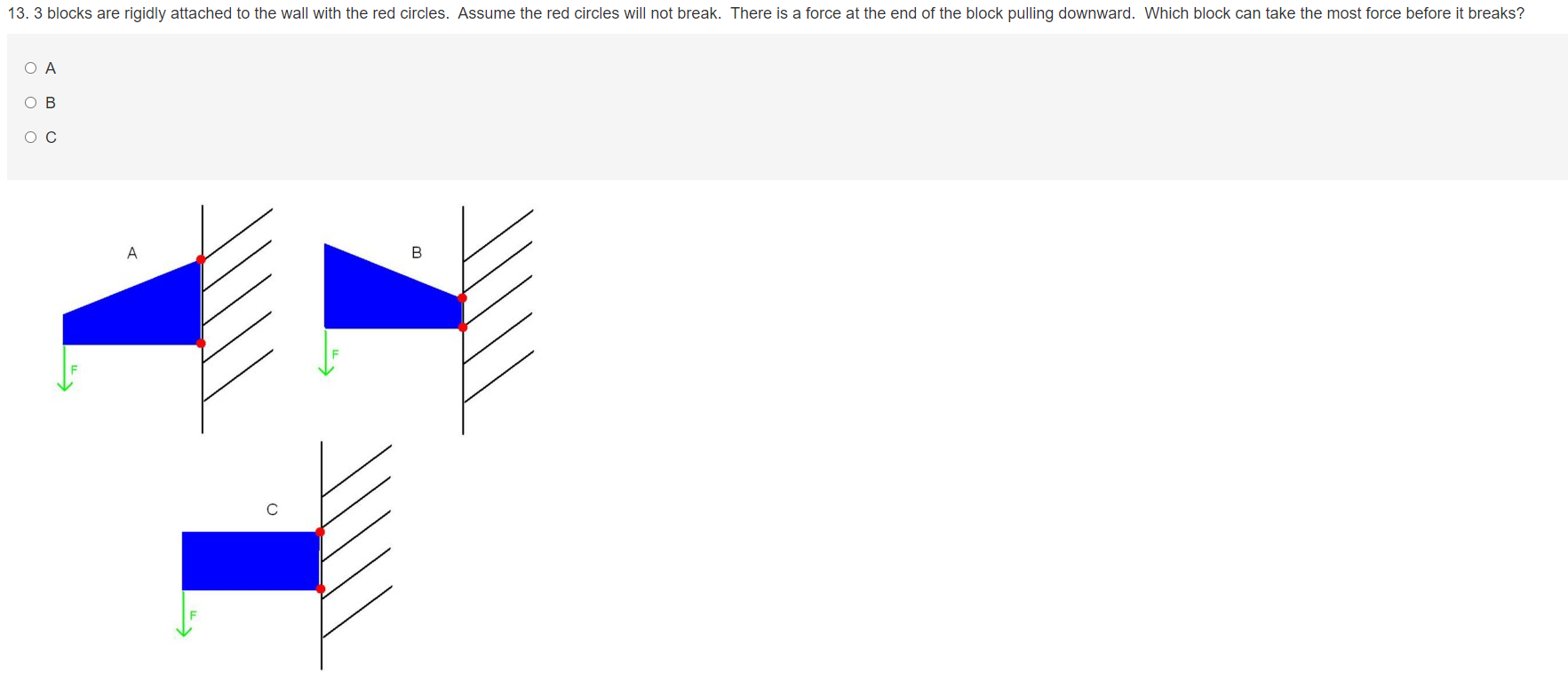 Solved 13. 3 blocks are rigidly attached to the wall with