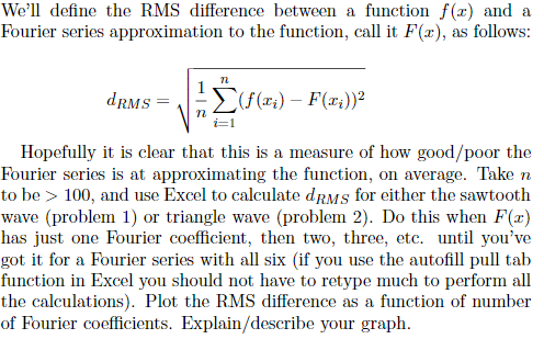 Excel Rms Function We'll define the RMS difference between a function | Chegg.com