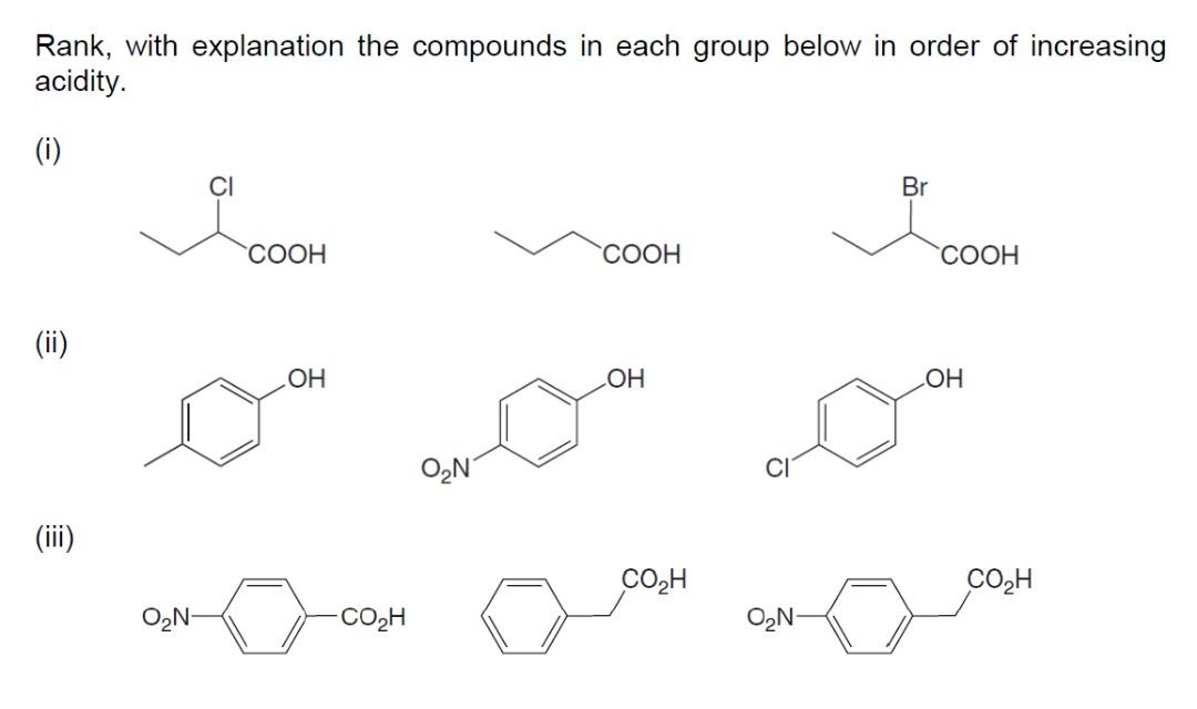 Solved Rank, with explanation the compounds in each group | Chegg.com