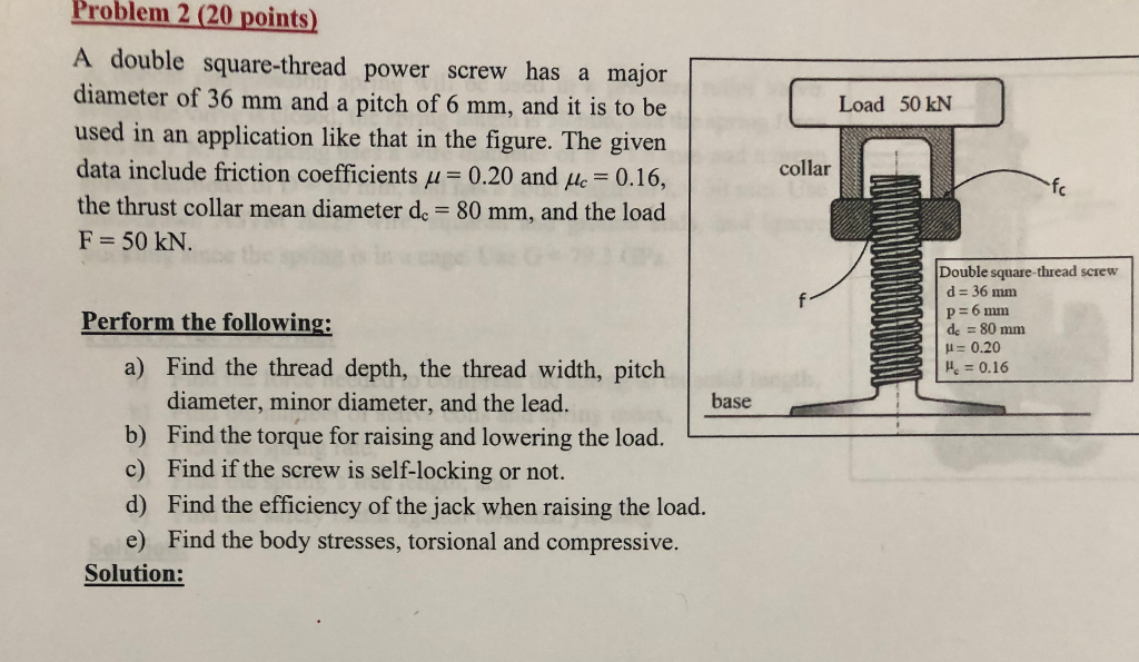 Solved Load 50 kN Problem 2 (20 points) A double