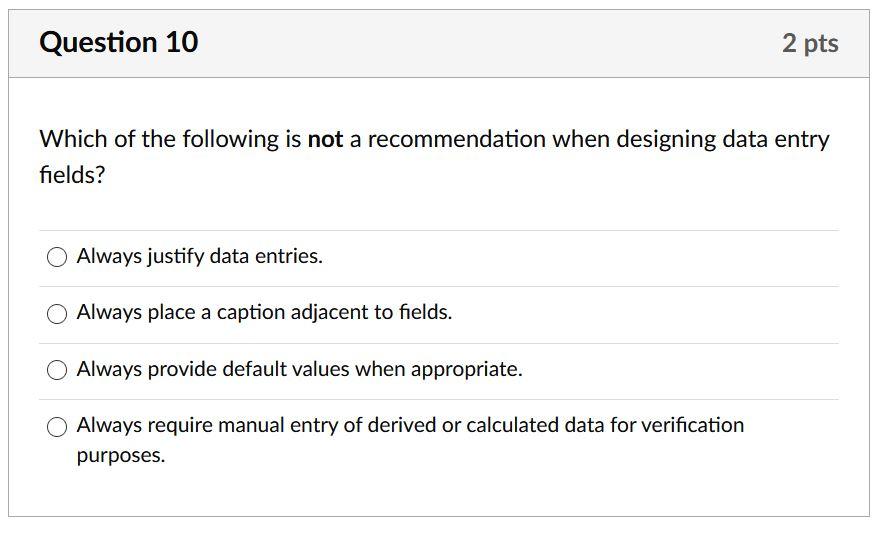 Solved Question 10 2 pts Which of the following is not a | Chegg.com