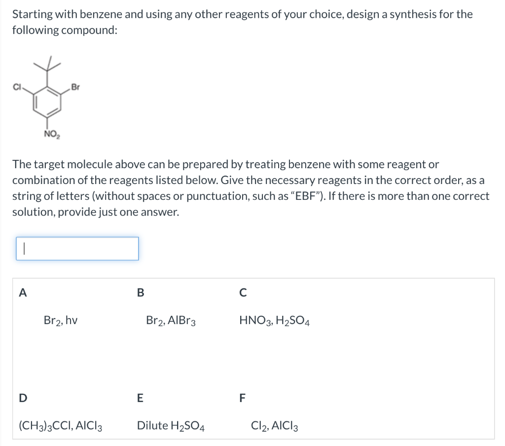 Solved Starting With Benzene And Using Any Other Reagents Of | Chegg.com