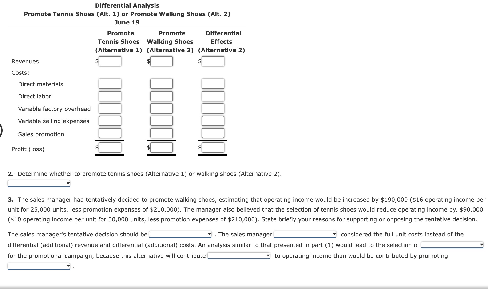 Solved Differential Analysis for Sales Promotion Proposal