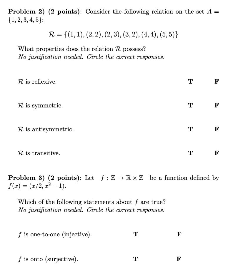 Solved Problem 2) (2 points): Consider the following | Chegg.com