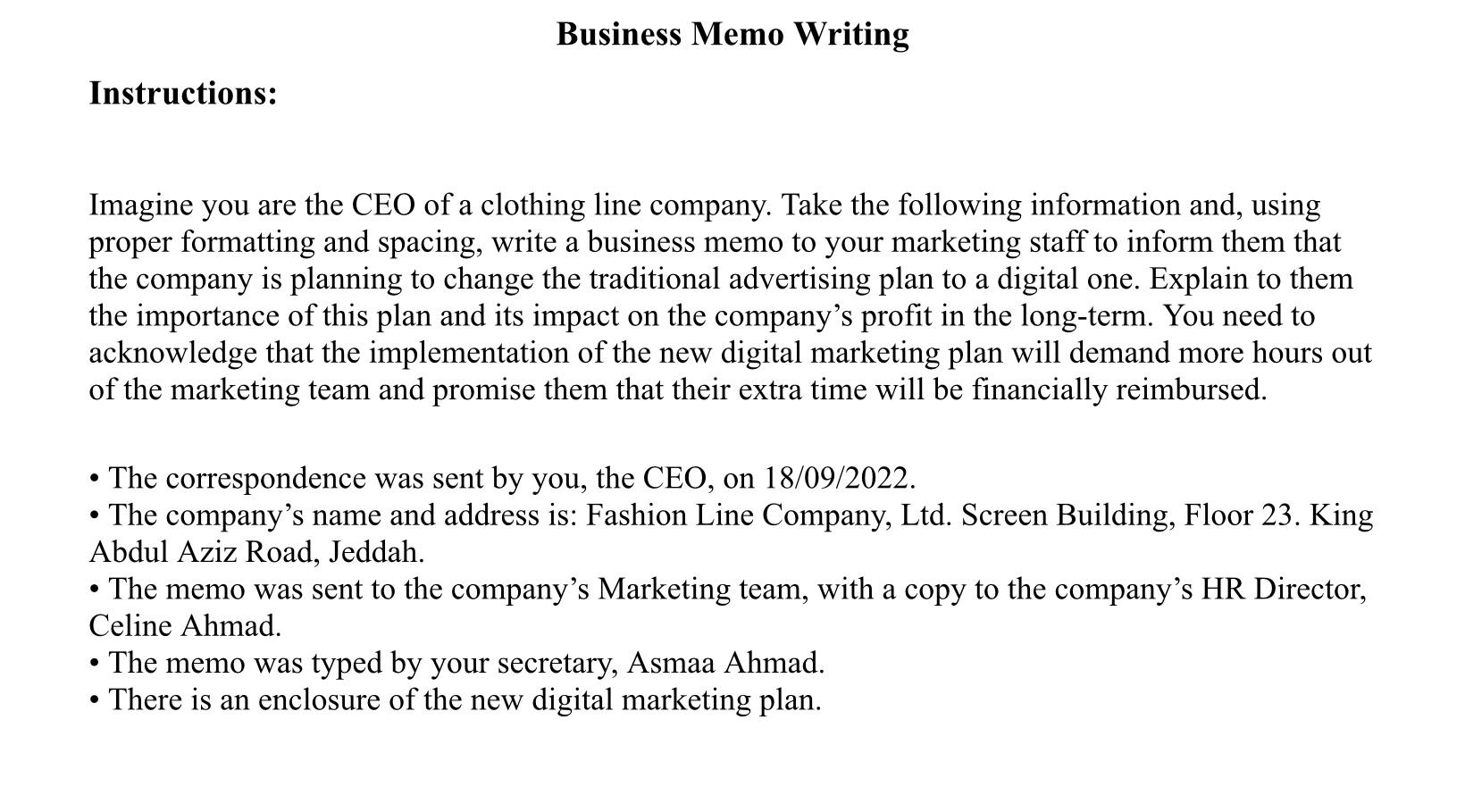 Solved Imagine you are the CEO of a clothing line company. | Chegg.com