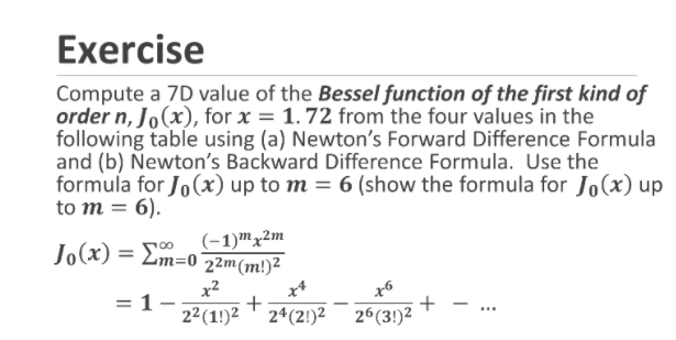 Solved Exercise Compute A 7d Value Of The Bessel Function Chegg Com