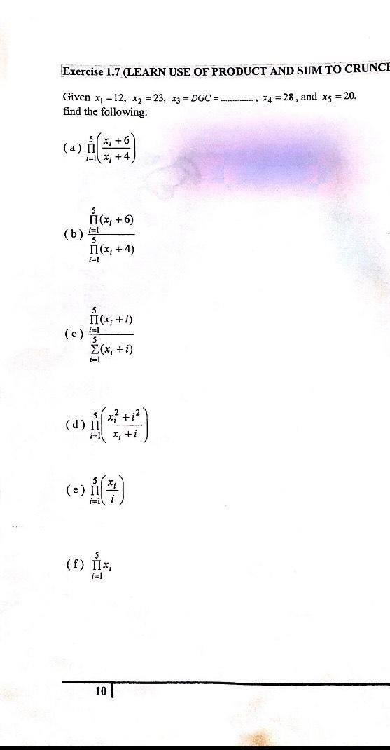 Solved Exercise 1.5. (LEARN USE OF SIGMA TO CRUNCH NUMBERS | Chegg.com