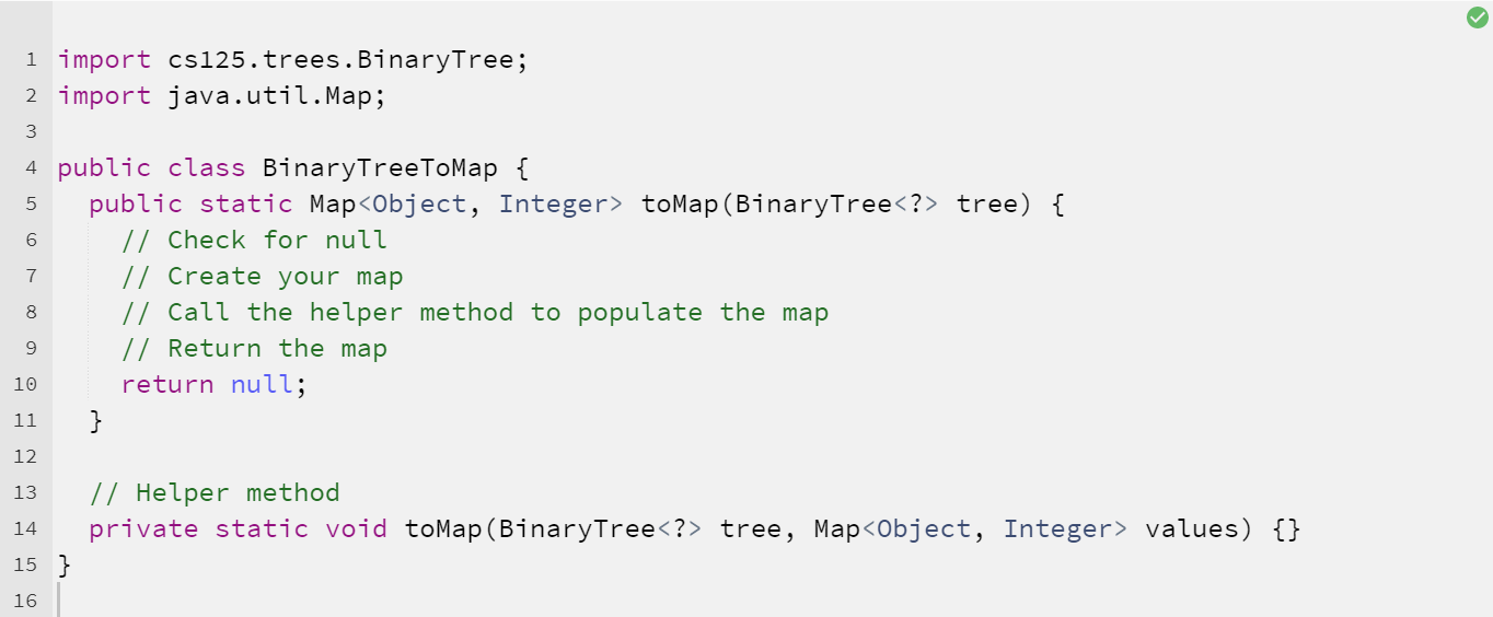 Solved Java Create A Public Class Binarytreetomap That Chegg Com