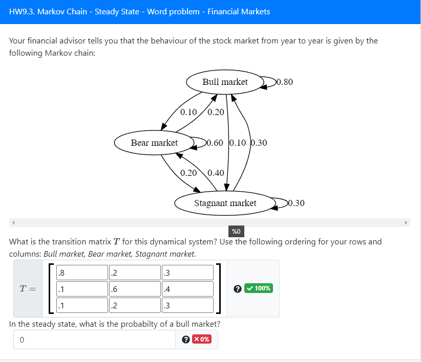 Solved HW9.3. Markov Chain - Steady State - Word problem - | Chegg.com