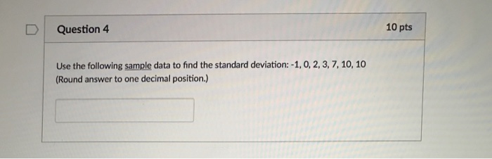 Solved use the following sample data to find the standard | Chegg.com
