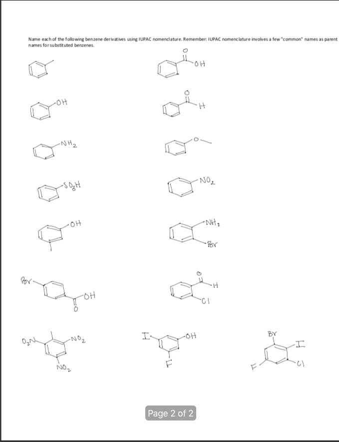 Solved Name each of the following benzene derivatives using | Chegg.com