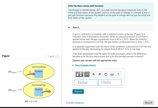 Solved State functions versus path functions The change in | Chegg.com