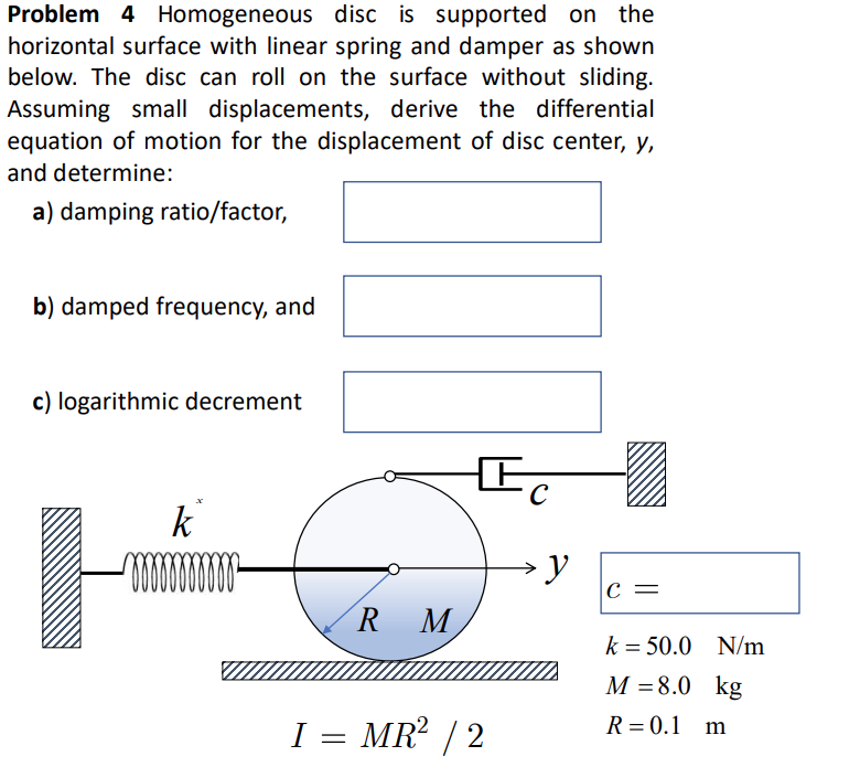 Solved Problem 4 Homogeneous disc is supported on the | Chegg.com