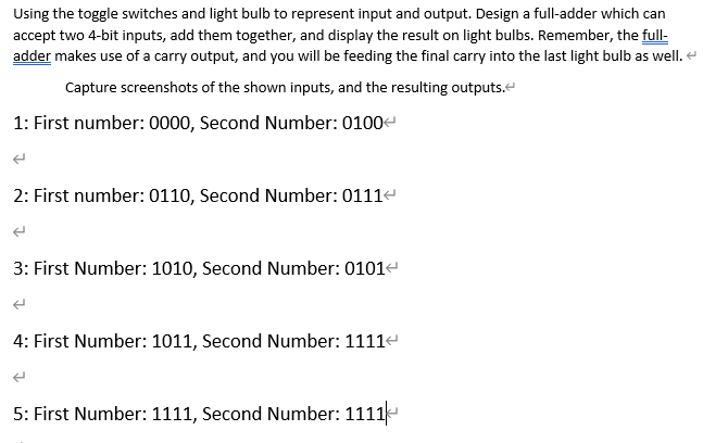 Solved Using the toggle switches and light bulb to represent | Chegg.com