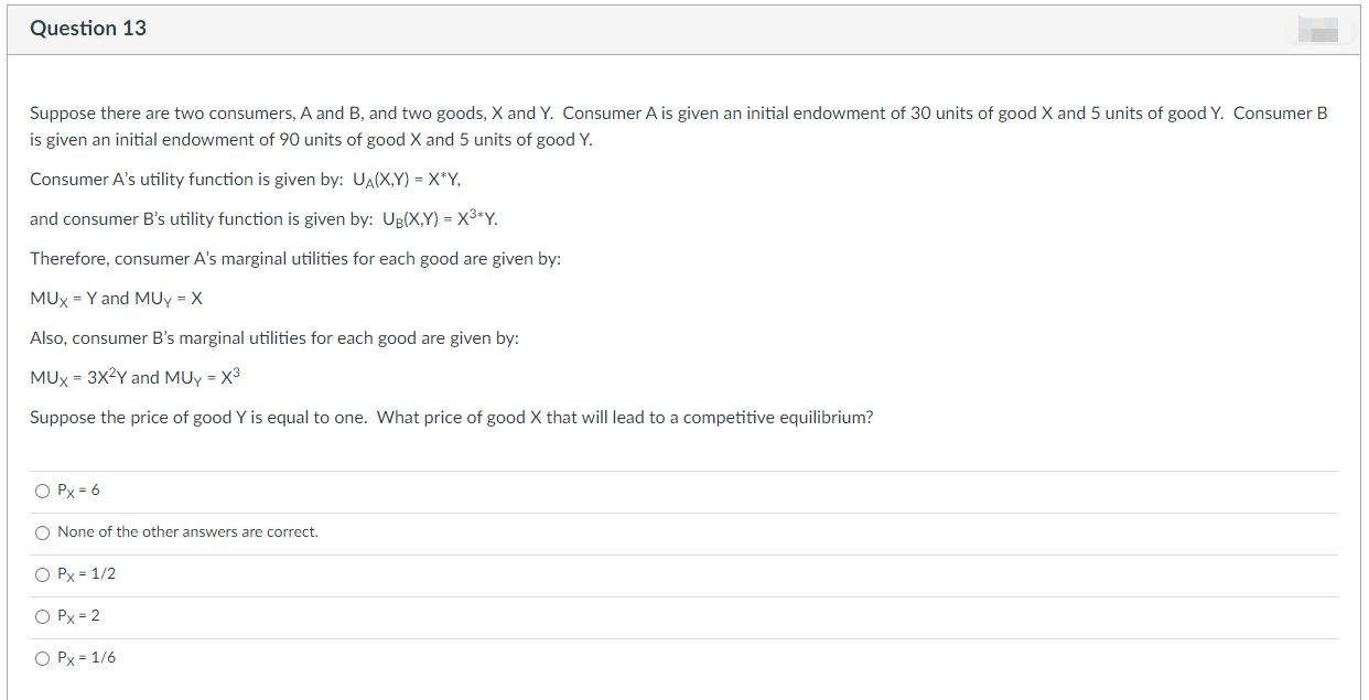 Solved Question 13 Suppose There Are Two Consumers, A And B, | Chegg.com