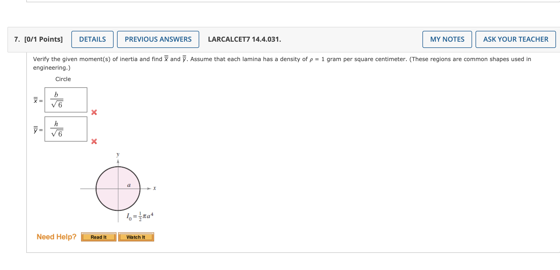 Solved 7. [0/1 Points] DETAILS PREVIOUS ANSWERS LARCALCET7 | Chegg.com