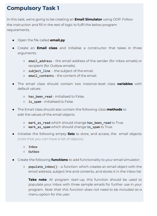 Solved \r\nlist_emails() - a function that loops through the | Chegg.com