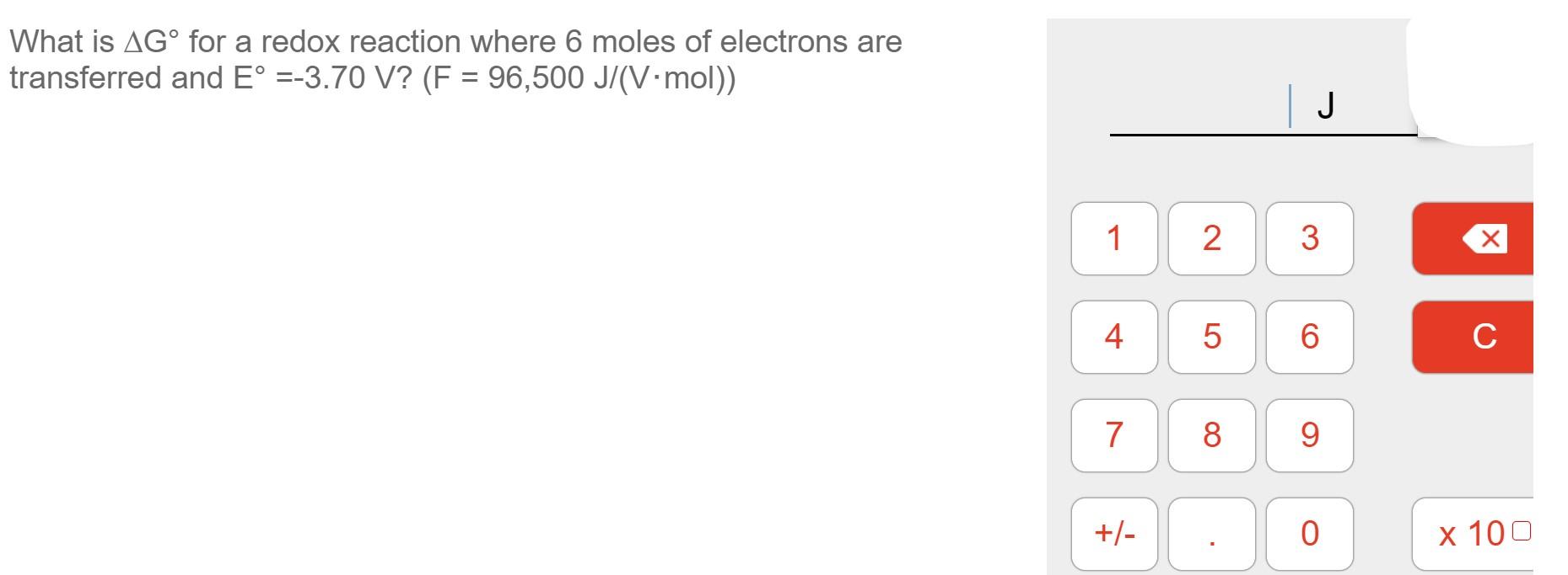 Solved What Is Agº For A Redox Reaction Where 6 Moles Of Chegg Com