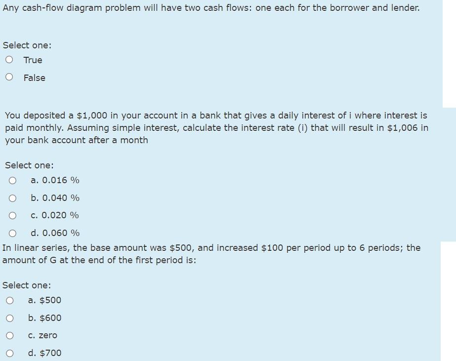 Solved Any Cash-flow Diagram Problem Will Have Two Cash | Chegg.com