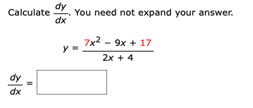 Solved Calculate dy dx You need not expand your answer. y = | Chegg.com