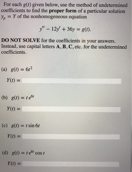 Solved For each g(t) given below, use the method of | Chegg.com