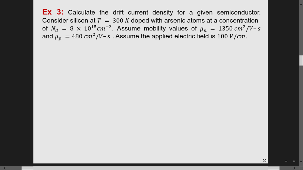 Solved Ex 3 Calculate the drift current density for a given
