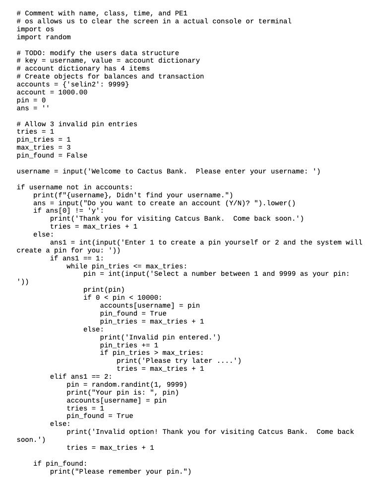 Solved Program Overview The Bank client liked your original | Chegg.com