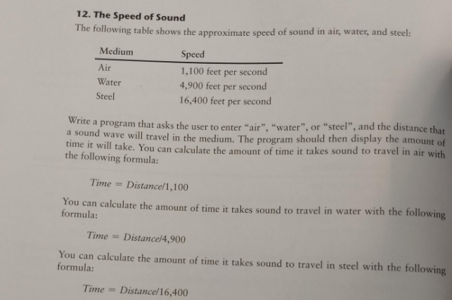 Solved 12. The Speed of Sound The following table shows the | Chegg.com