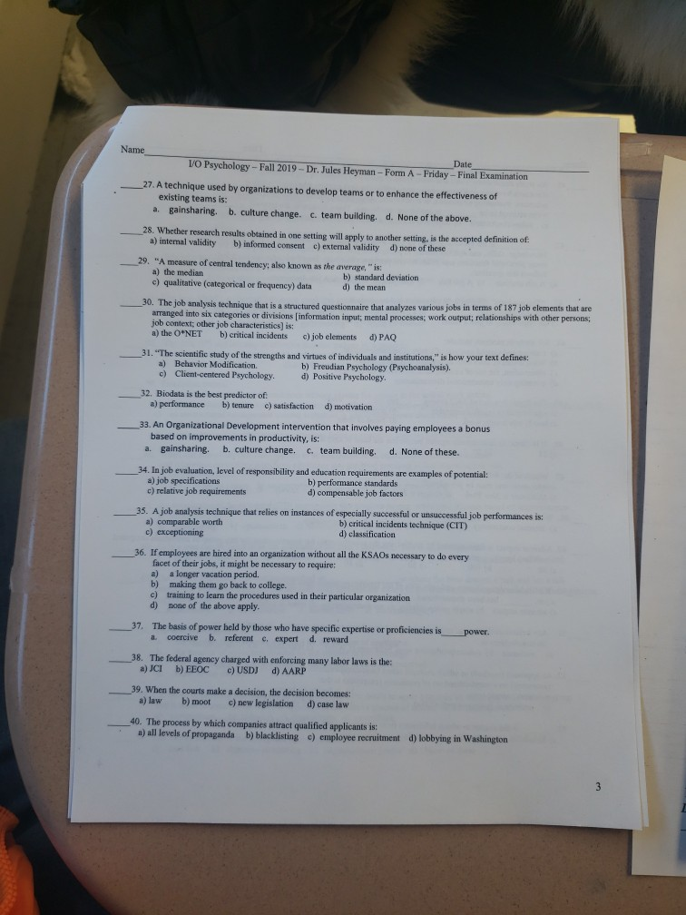 VO - 2019 He Name Date Fall Dr. - ... Jules Psychology