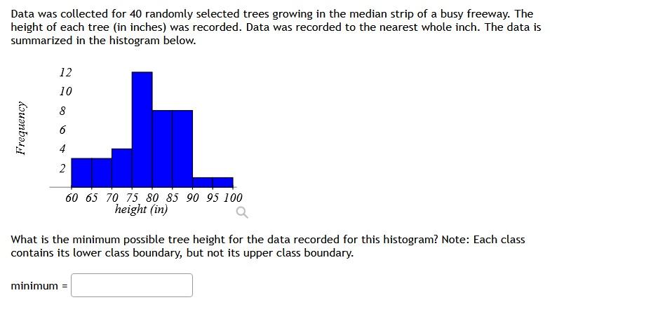 Solved Data was collected for 40 randomly selected trees | Chegg.com