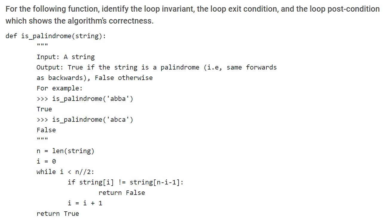 Solved For the following function, identify the loop | Chegg.com