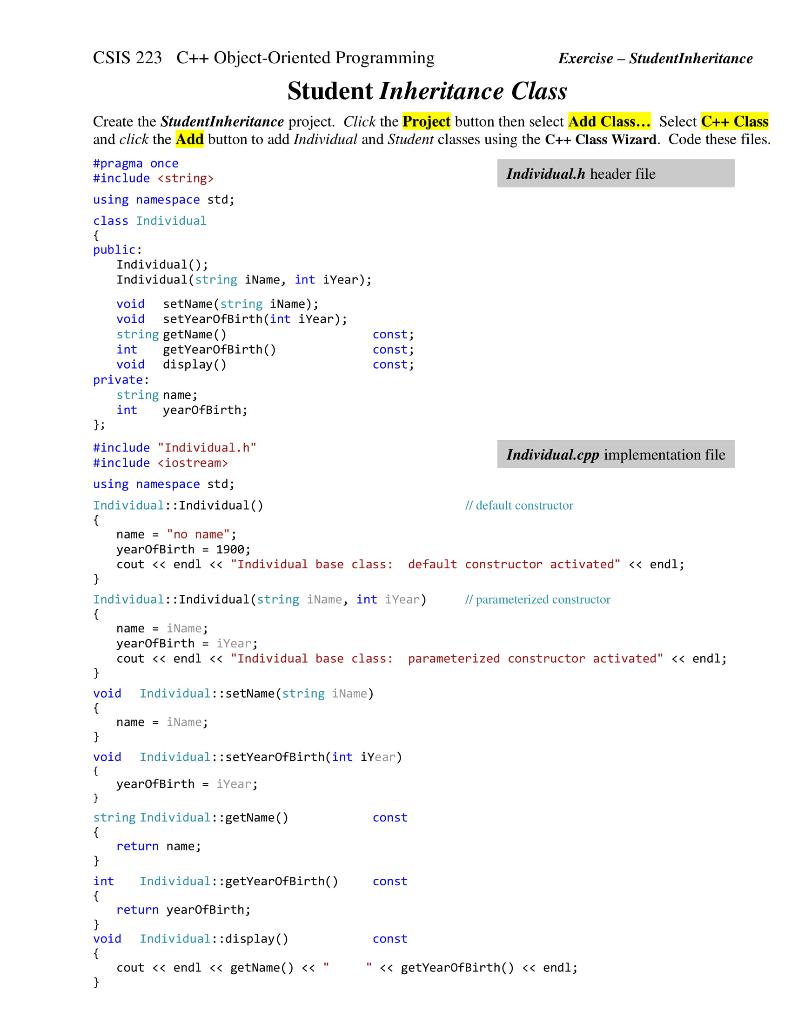 Solved Csis 223 C Object Oriented Programming Lab04 Chegg Com