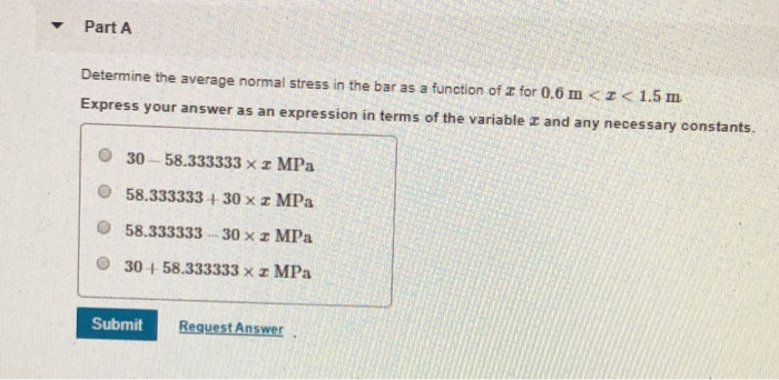 Solved Part A Determine the average normal stress in the bar | Chegg.com