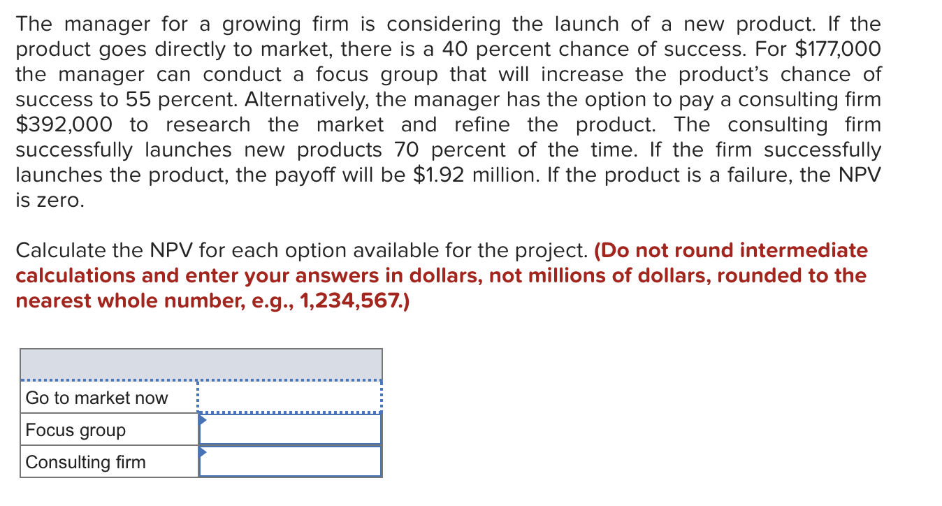 Solved The manager for a growing firm is considering the | Chegg.com