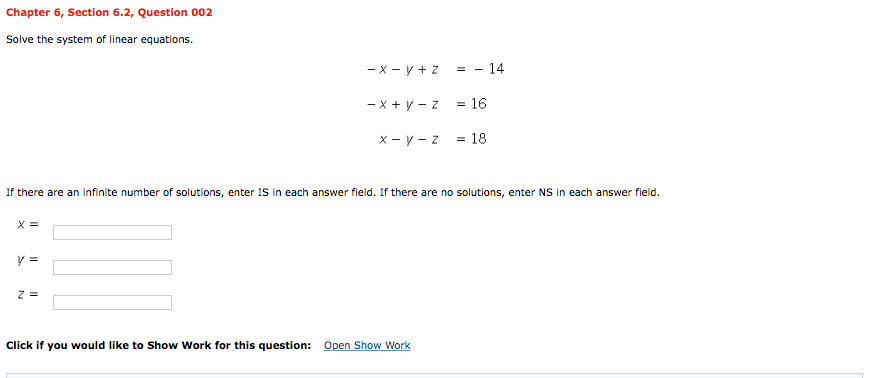 Solved Chapter 6, Section 6.2, Question 002 Solve the system | Chegg.com
