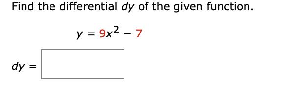 Solved Find the differential dy ﻿of the given | Chegg.com