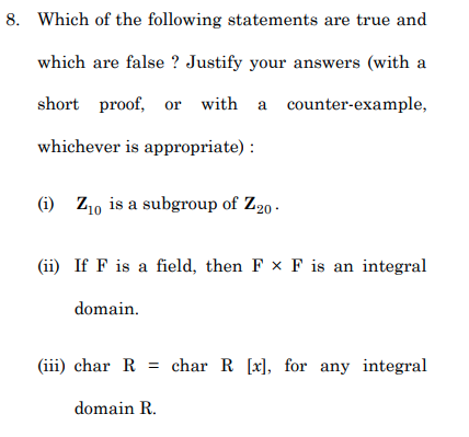 Solved Which Of The Following Statements Are True And