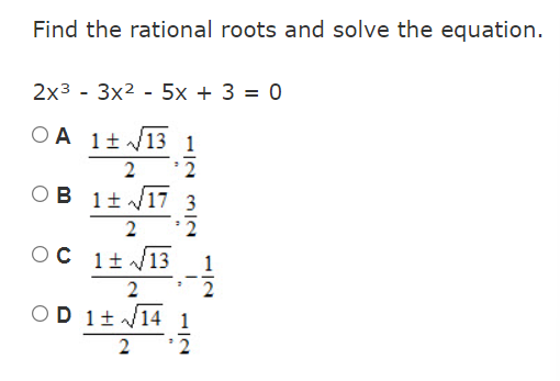 Solved Find the rational roots and solve the equation. | Chegg.com