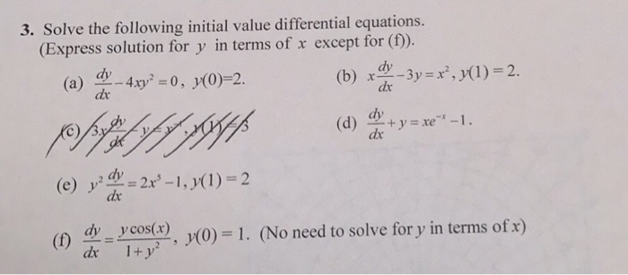 Solved Solve the following initial value differential | Chegg.com