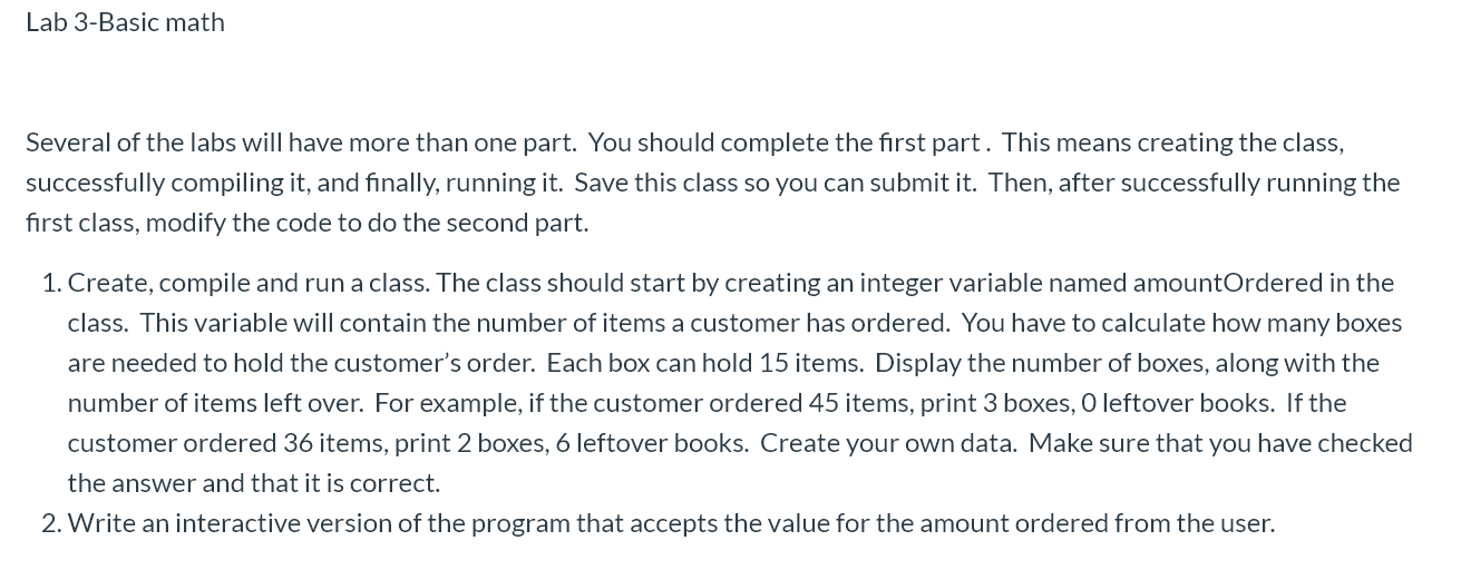 Solved Lab 3-Basic math Several of the labs will have more | Chegg.com