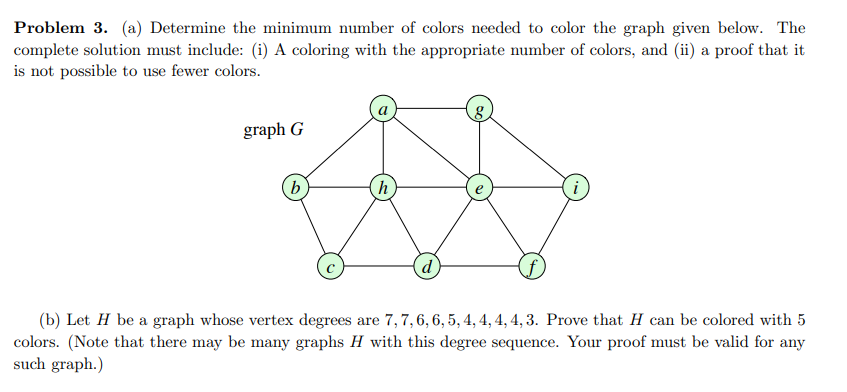 Solved Problem 3. (a) Determine the minimum number of colors | Chegg.com